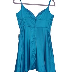B Darlin Teal Satin Chemise Party Dress